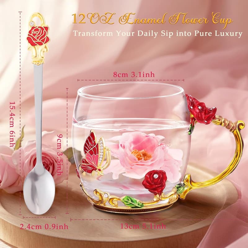 Cute Glass Tea Coffee Mug for Girls - Birthday Gift