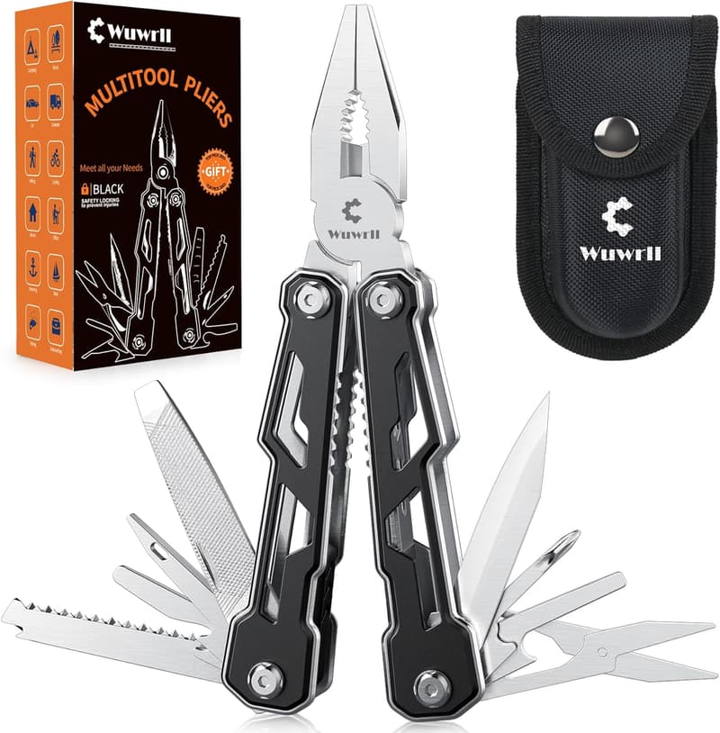 16-in-1 Stainless Steel Multitool with Safety Lock for Men