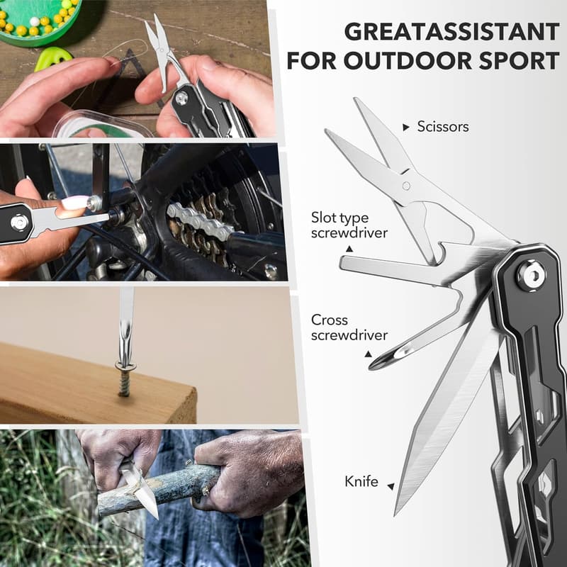 16-in-1 Stainless Steel Multitool with Safety Lock for Men