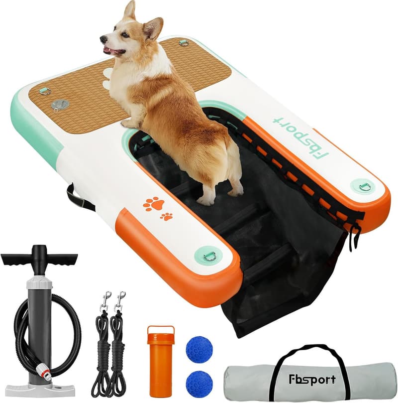 Inflatable Dog Pool Ramp with Non-Slip EVA Ladder