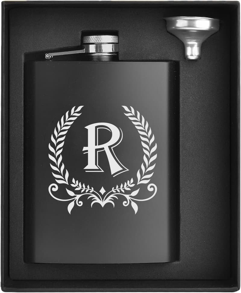 Personalized 8 oz Monogrammed Hip Flask for Men