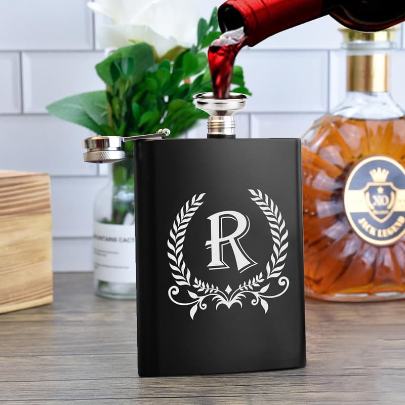 Personalized 8 oz Monogrammed Hip Flask for Men