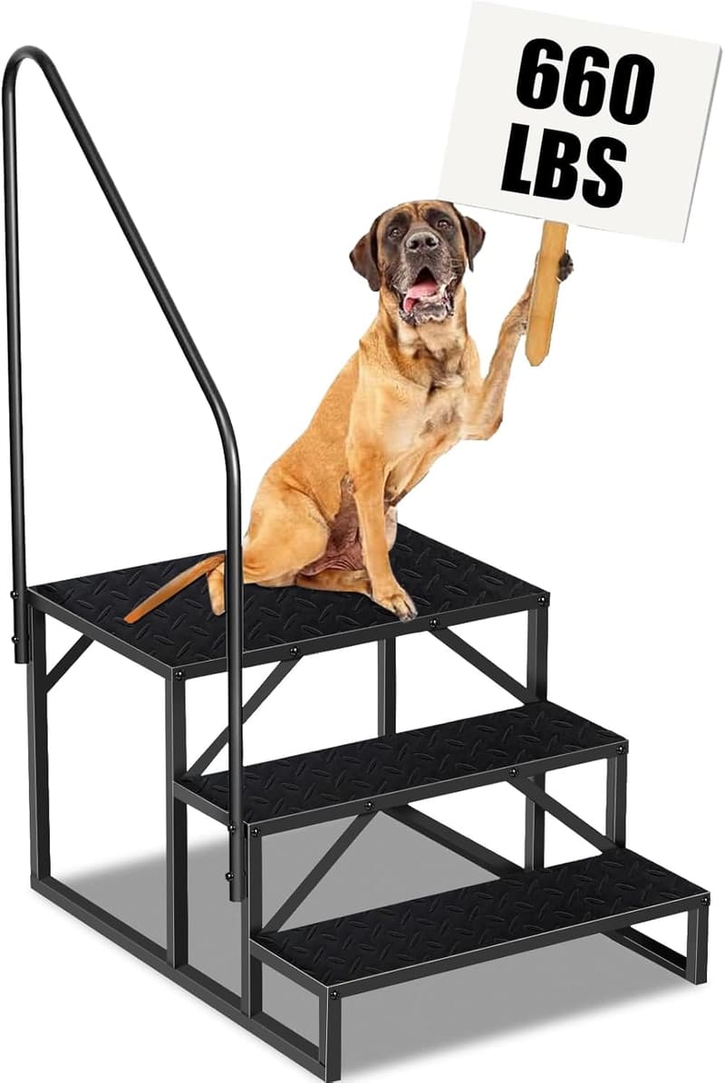 Portable 3-Step RV Ladder with Handrail, 660Lbs Capacity