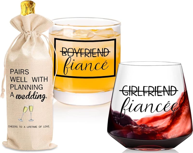 Newly Engaged Wine Glasses for Couples - Mr & Mrs Gifts