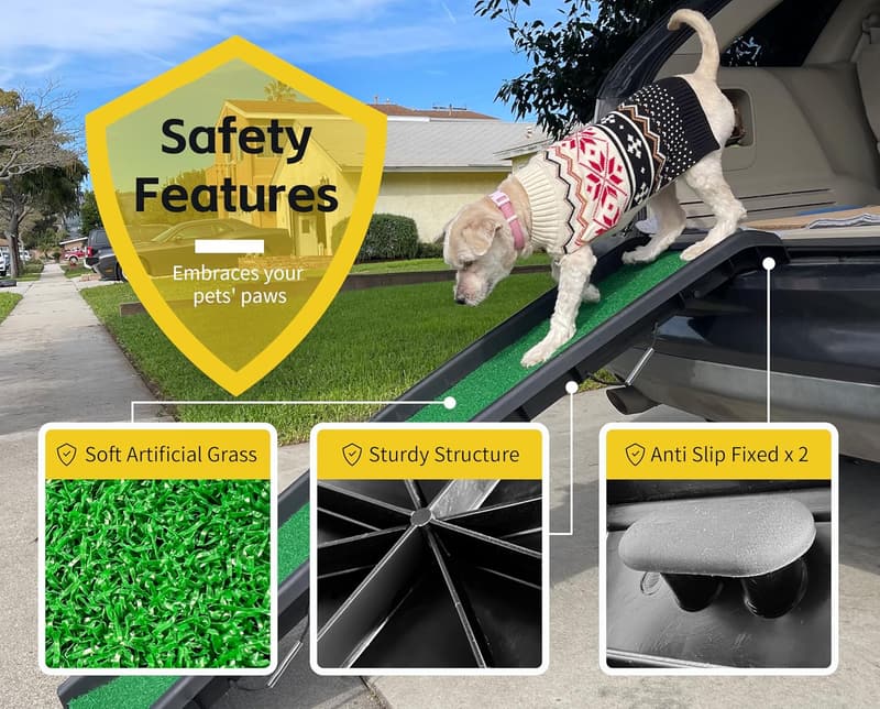 Pet Ramp for Cars - Folding, Lightweight, Non-Slip, Supports 200 lbs