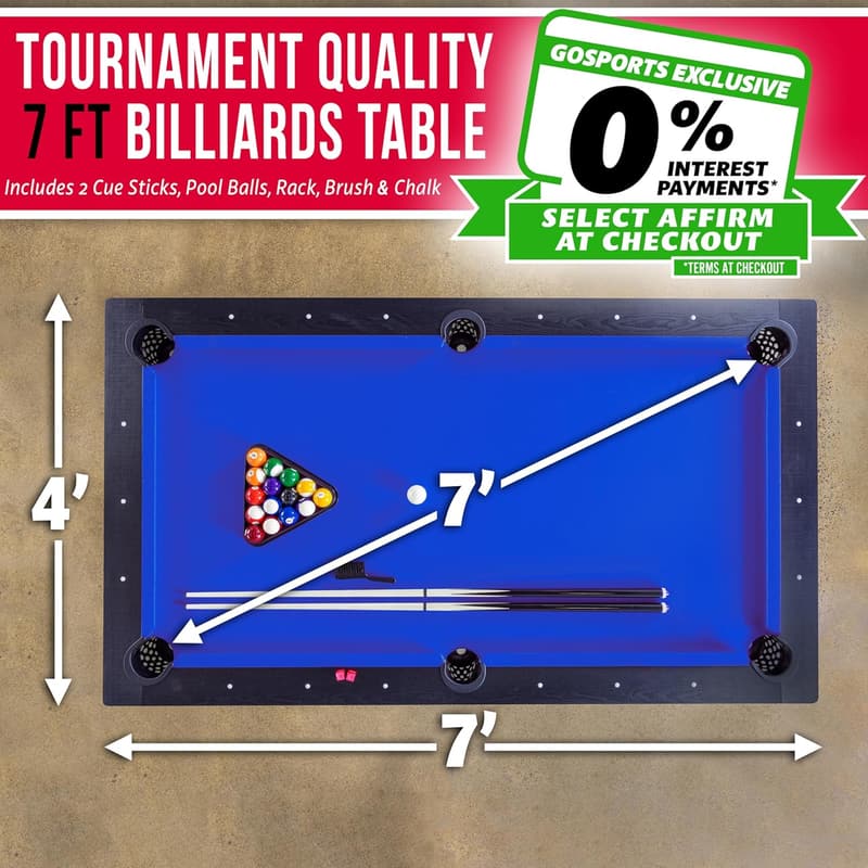 7 ft Modern Billiards Table with Wood Finish and Accessories