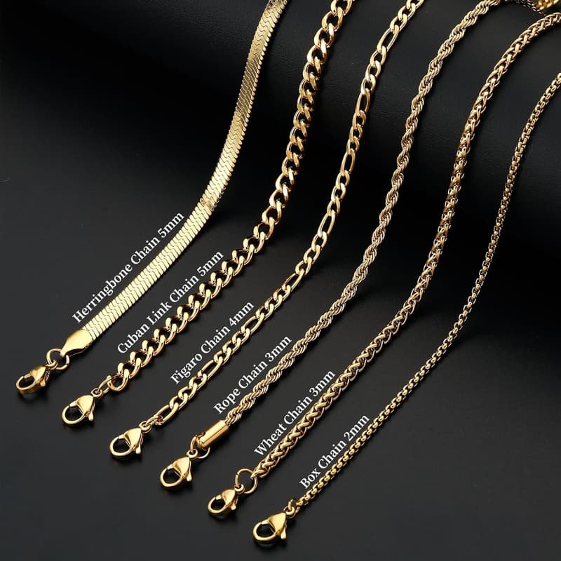Men's & Women's 316L Stainless Steel Chain Necklace Set