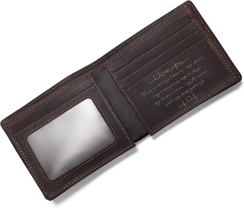 Personalized Leather Wallet for Dad – Custom Engraving Gift