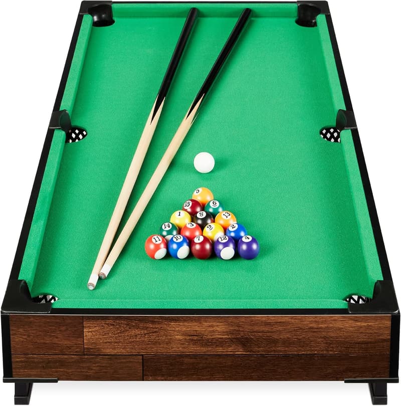 40in Tabletop Billiard Game Table with Cue Sticks & Balls