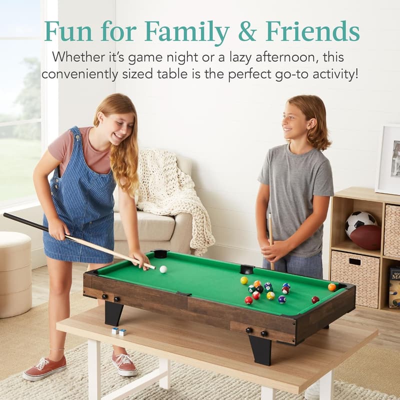 40in Tabletop Billiard Game Table with Cue Sticks & Balls