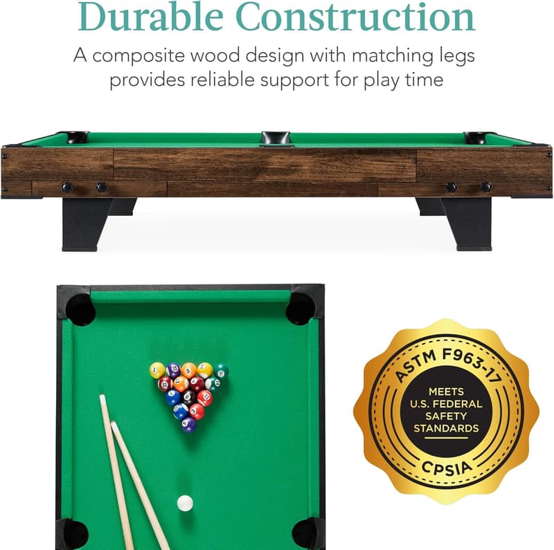 40in Tabletop Billiard Game Table with Cue Sticks & Balls