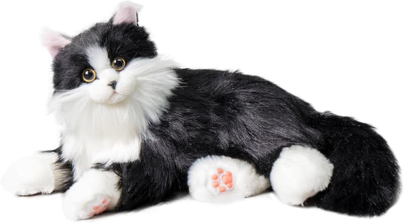 Handmade Interactive Black Cat Plush Toy with Voice Response