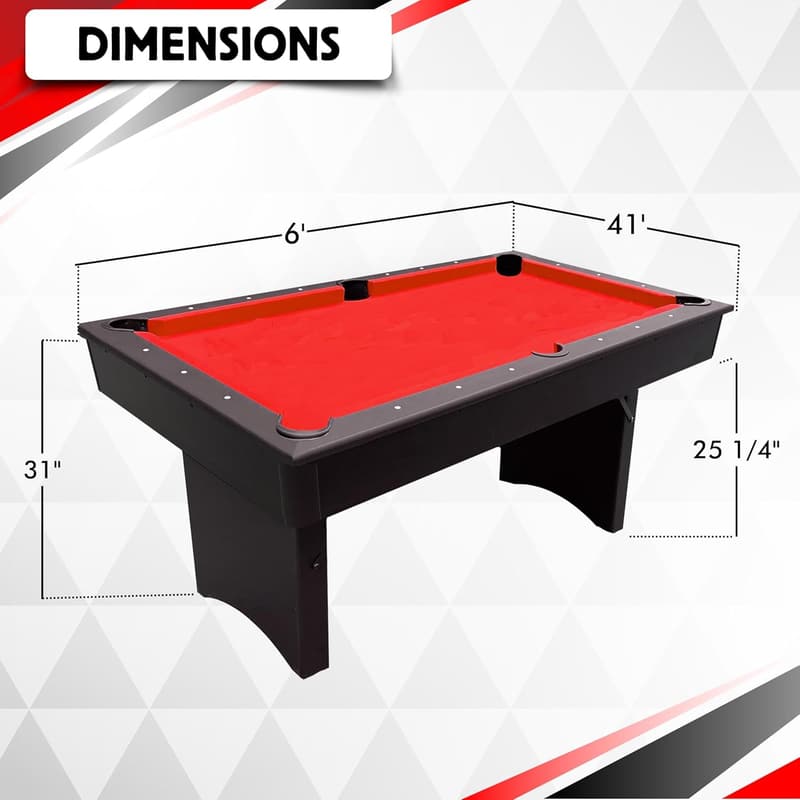 6 FT Portable Pool Table with Accessories Set