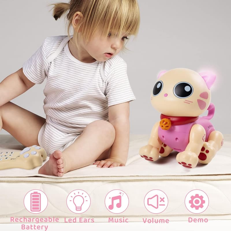 Interactive Robot Cat Toy for Kids, Remote Control, Birthday Gift