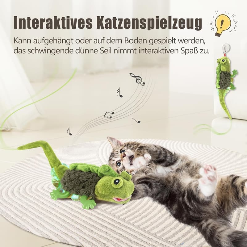 Rechargeable Touch-Activated Catnip Lizard Toy for Kittens