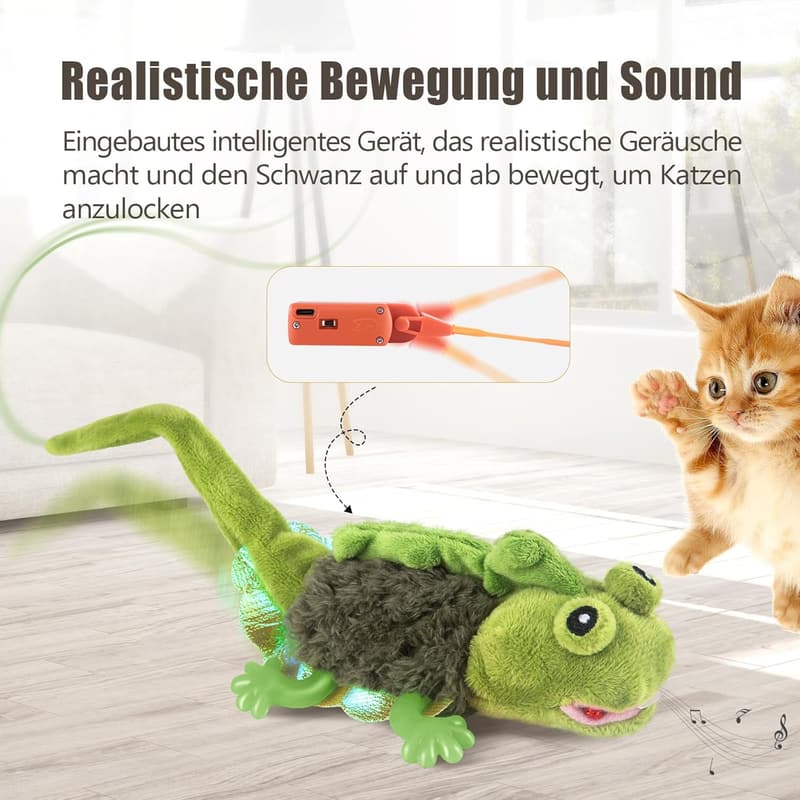 Rechargeable Touch-Activated Catnip Lizard Toy for Kittens