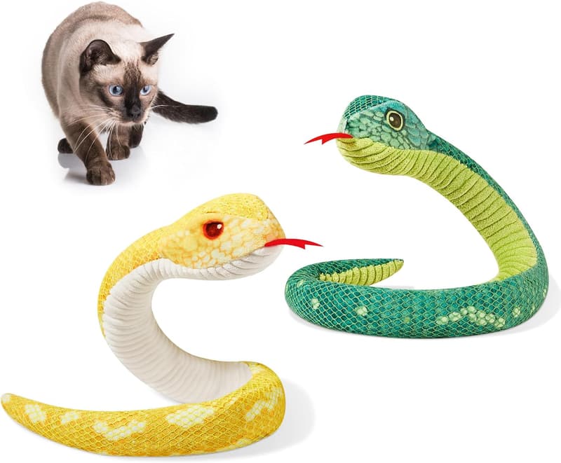 Interactive Catnip Snake Toys - Crinkly Sound, 2 Pack, 20