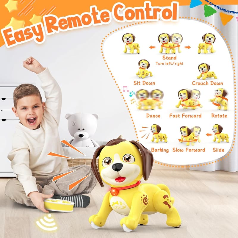 Interactive Rechargeable Robot Dog Toy for Kids Ages 5-7