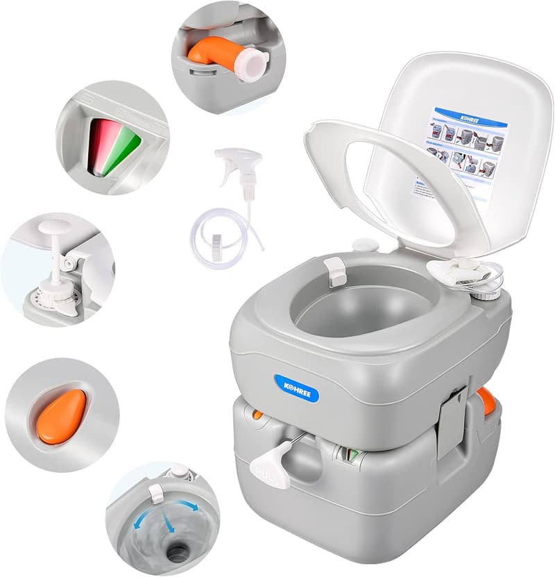 Portable Camping Toilet with Detachable Tank, Leak-Proof Design