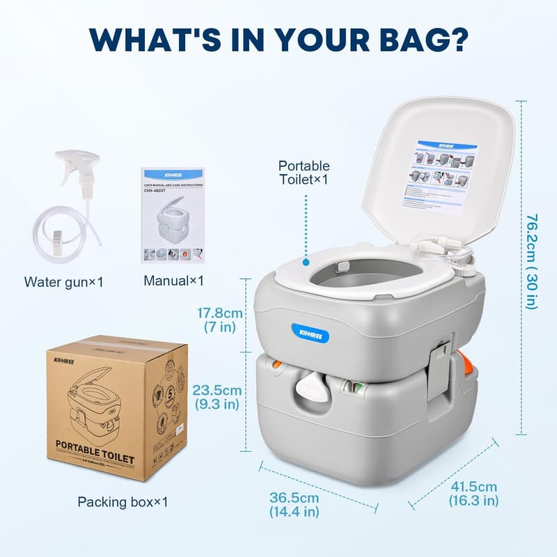 Portable Camping Toilet with Detachable Tank, Leak-Proof Design