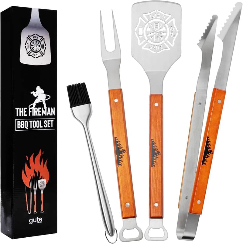 Father's Day BBQ Grilling Set - 4-Piece Stainless Steel Tools