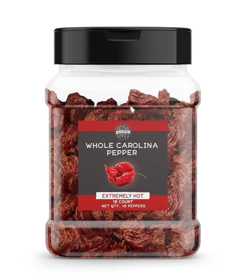 Carolina Reaper Peppers - 16 Count, Whole & Dried, Extra Hot