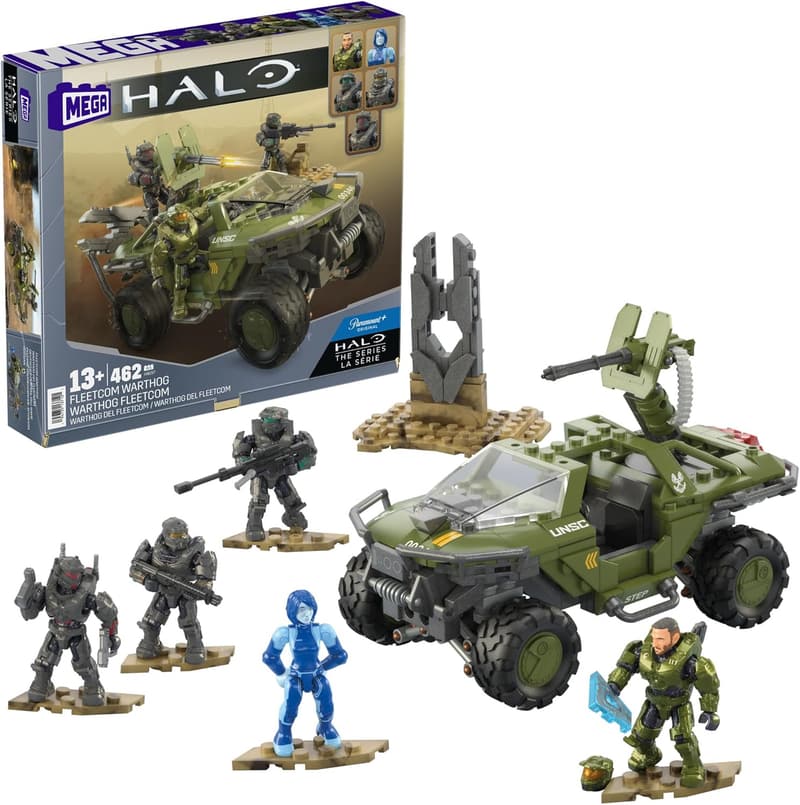 Mega Halo Vehicle Building Set: FLEETCOM Warthog ATV with 5 Figures