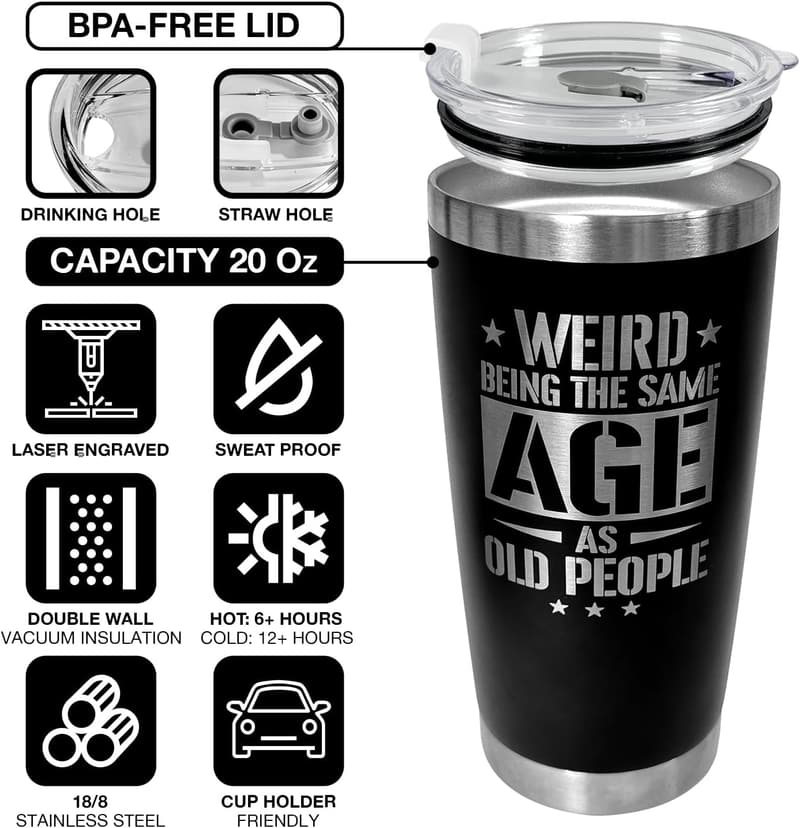 Funny 20oz Tumbler - Unique Gifts for Dad's Milestone Birthday