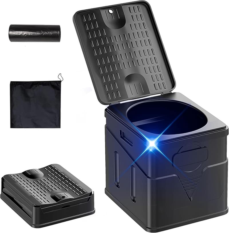 Compact Portable Toilet for Camping and Travel, Black