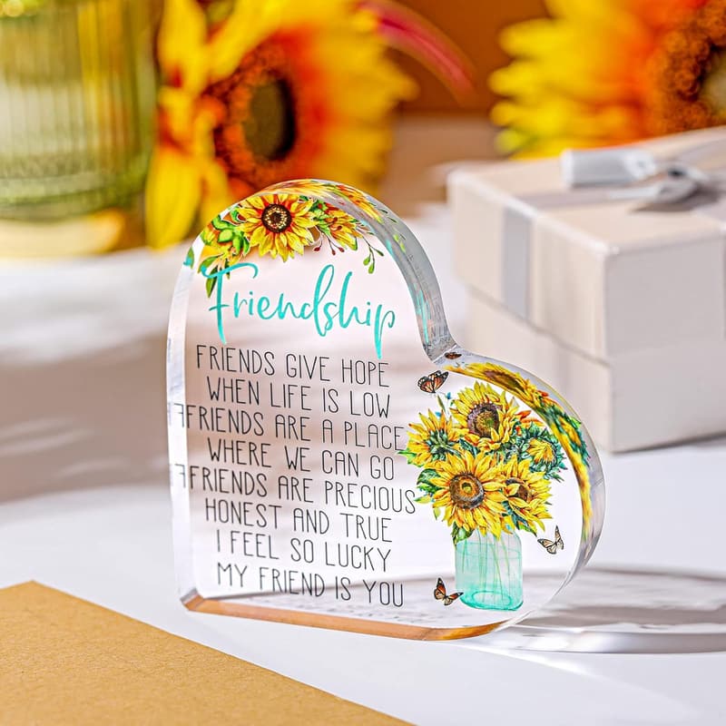 Friendship Birthday Gift: Acrylic Heart Butterfly Keepsake