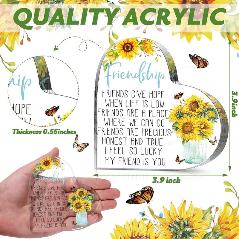 Friendship Birthday Gift: Acrylic Heart Butterfly Keepsake