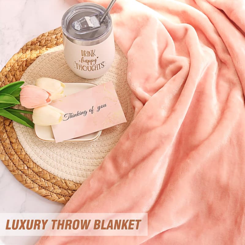 Unique Birthday Gift Basket with Luxury Blanket for Women