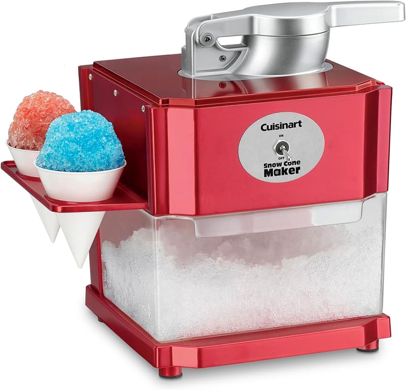 Cuisinart Snow Cone Machine, Red Shaved Ice Maker with Cups