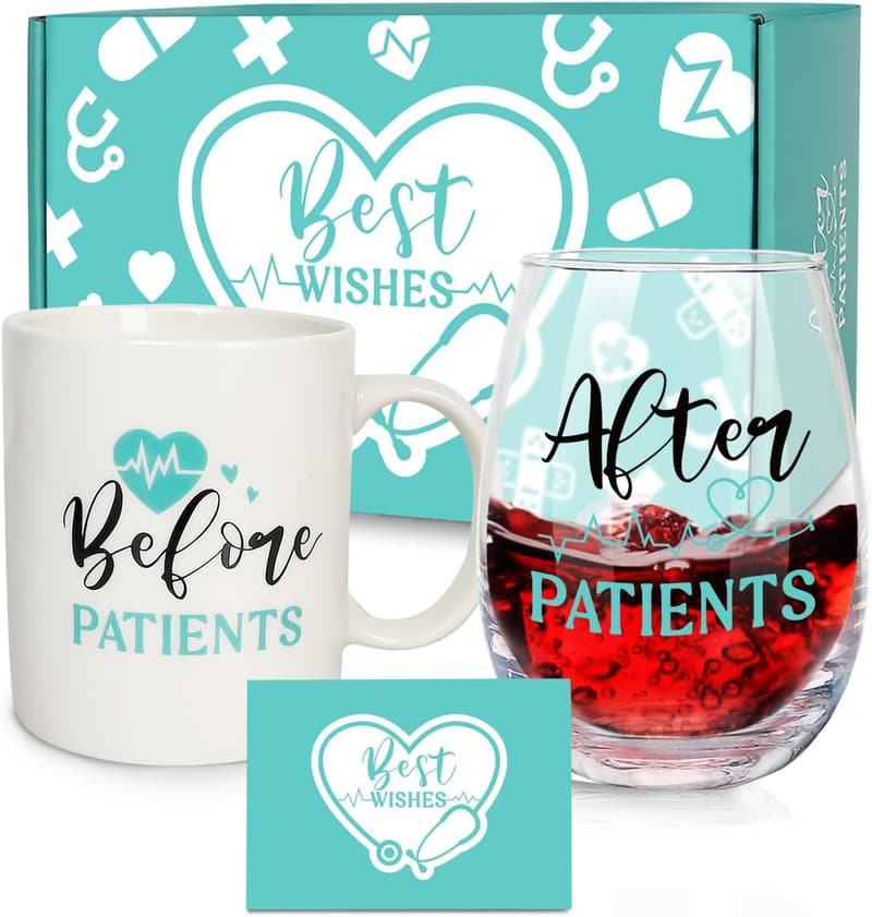 Nurse and Doctor Gift Set: 11 oz Mug & 19 oz Wine Glass