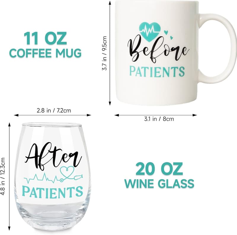Nurse and Doctor Gift Set: 11 oz Mug & 19 oz Wine Glass
