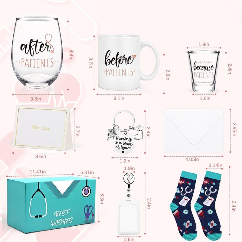 Nurse Gift Set: 11oz Mug & 17oz Wine Glass for Christmas