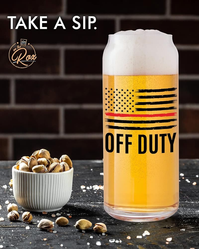 Funny Beer Glass Set for Firefighters - 20 Oz Gift for Dad