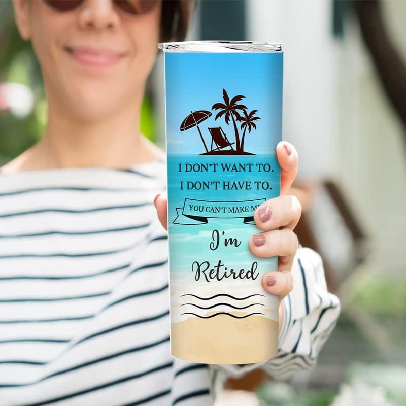 Retirement Travel Tumbler for Women - 20oz Insulated Cup