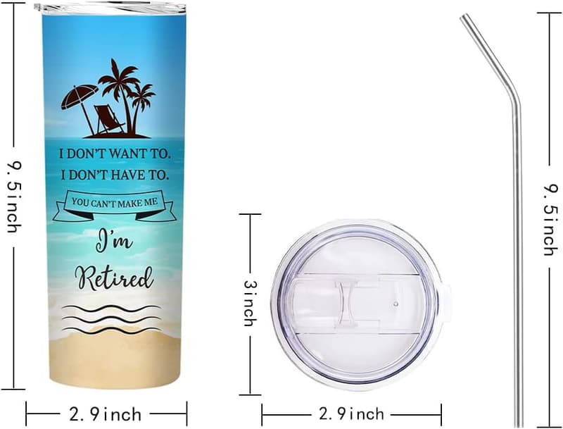 Retirement Travel Tumbler for Women - 20oz Insulated Cup