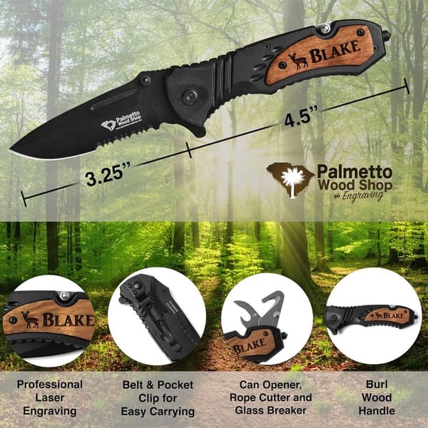 Custom Pocket Knife - Laser Engraved Gift for Men