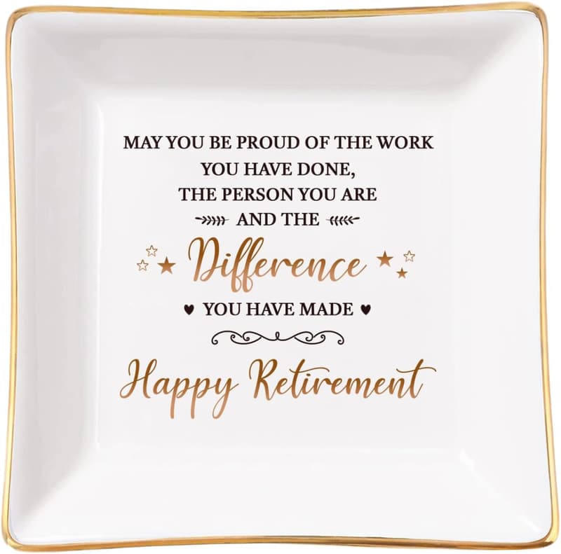 Happy Retirement Ceramic Jewelry Tray for Women