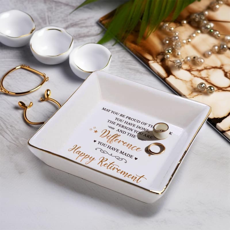 Happy Retirement Ceramic Jewelry Tray for Women