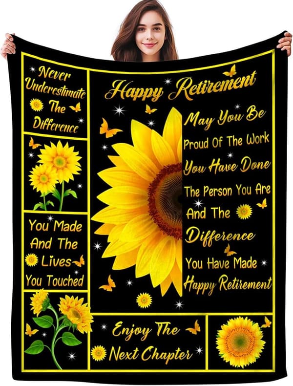 Retirement Blanket for Women - Sunflower Design, 50