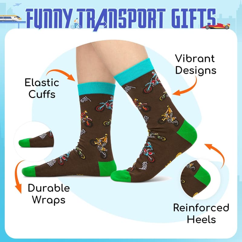 Race Car Socks for Men - Fun Gifts for Train and Car Lovers