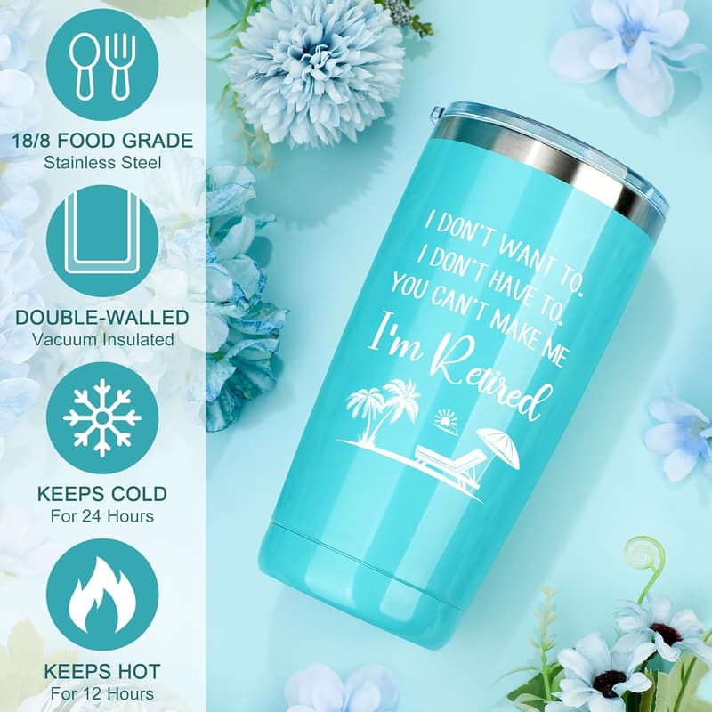 Cool Retirement Gift Basket for Women with Tumbler and Card