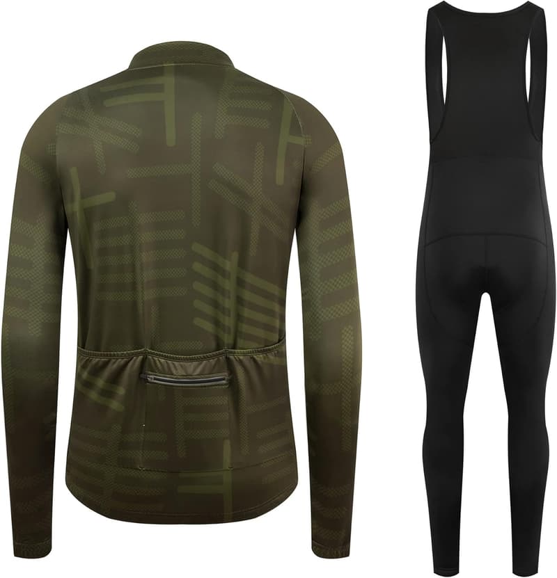 Thermal Fleece Cycling Jersey Set for Men - Winter Long Sleeve