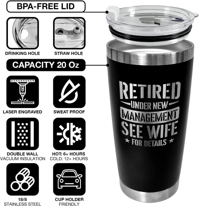 Funny Retirement Gift Tumbler for Men – 20oz Dad Farewell Cup