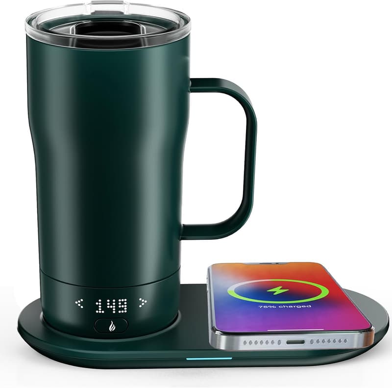 Temperature Control Smart Coffee Mug - 18 oz, App Controlled, Jade Green