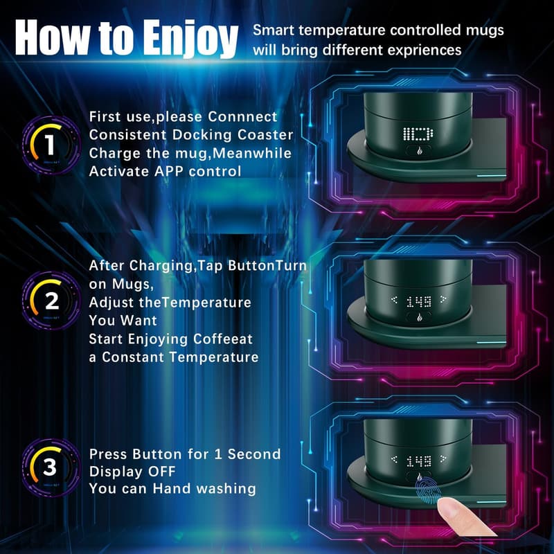 Temperature Control Smart Coffee Mug - 18 oz, App Controlled, Jade Green