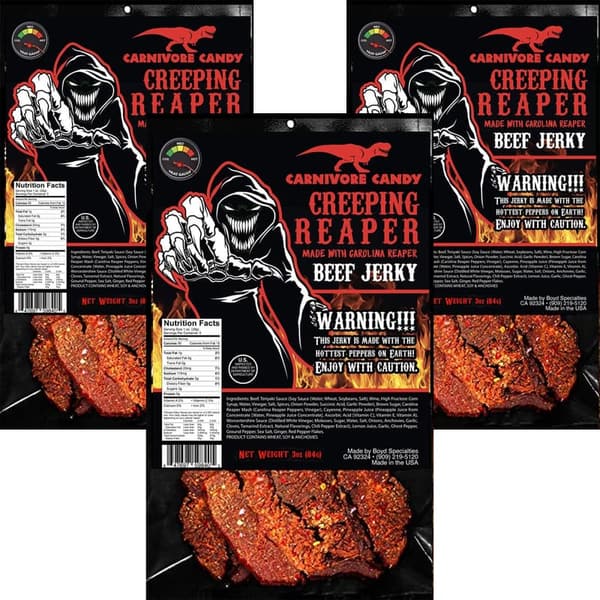 Carolina Reaper Beef Jerky - 3oz Bags of Sweet Heat